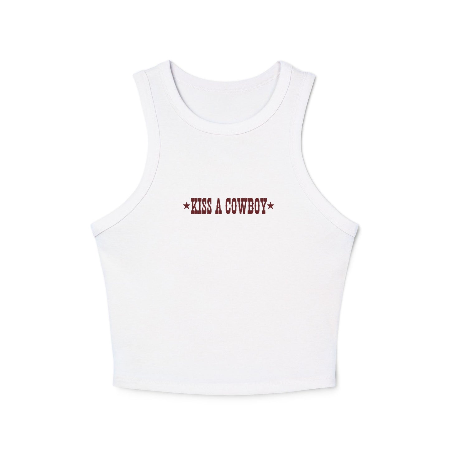 Kiss A Cowboy Women's Micro Rib Racer Tank Top