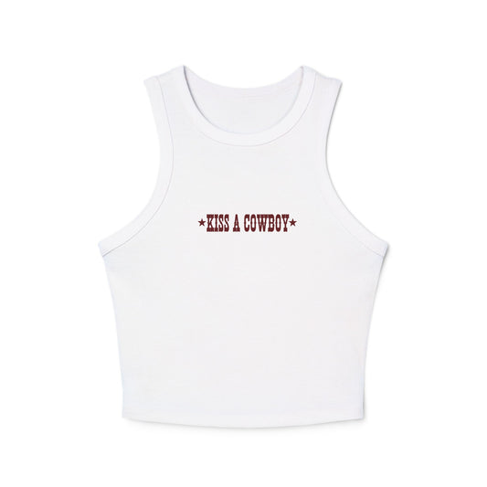 Kiss A Cowboy Women's Micro Rib Racer Tank Top