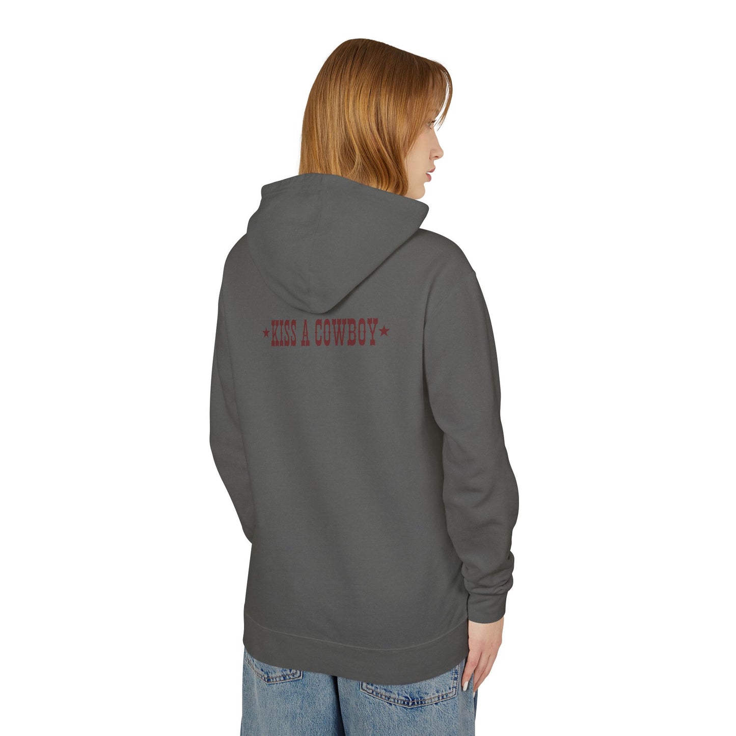 Kiss A Cowboy Unisex Lightweight Hooded Sweatshirt